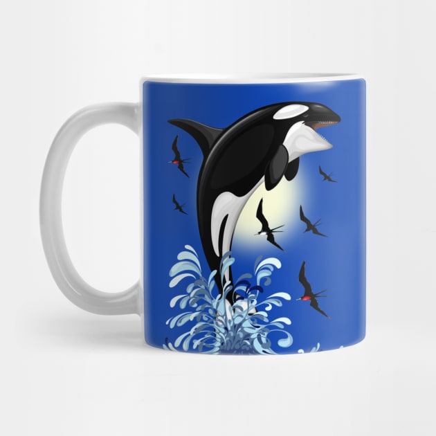 Orca Killer Whale jumping out of Ocean by BluedarkArt